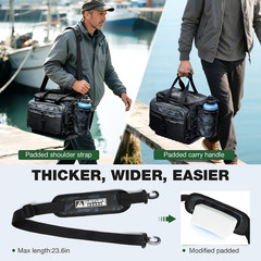 Waterproof Fishing Tackle Bag with 4 3600 Organizer Trays Removable Dividers