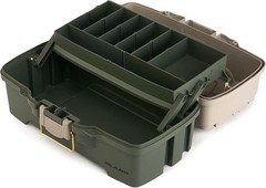 Durable One-Tray Tackle Box in Green/Tan with Rust-Proof Brass Latch for Anglers