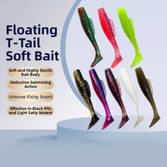 Multi-Color Soft Bait with T-Tail Movement 6pc TPR 30g for River Fishing