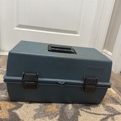 Tackle Box Tool Box Storage Box Plastic Blue 3 Tier Folding Lockable