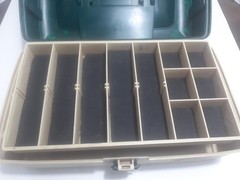 Vintage Plano Fishing Tackle Box #4100 Rare Green over Tan U.S.A. 🇺🇸
