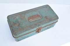 LAWRENCE METAL FISHING TACKLE TOOL BOX METAL 5 COMPARTMENT HINGED TRAY 6x5x13
