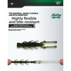 TPE Floating Shrimp Lure 7.5cm 2.5g 10pcs Soft Bait for Bass Perch Night Use