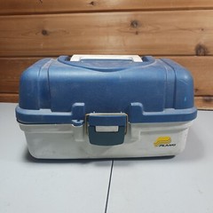 Vintage PLANO Tackle/Tool Box With Tackle And Fishing Line Blue (R)