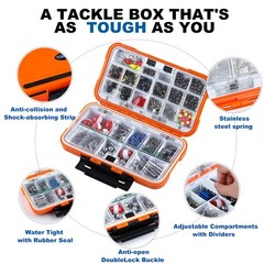 Fishing Tackle Box Kit: 343pcs Hooks, Weights, Swivels, Snaps, Gear Included