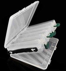 Double-Sided Fishing Lure Tackle Box – Clear Hard Plastic Storage Case, 10 Slots