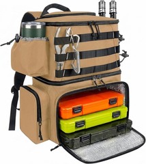 Fishing Backpack, Tackle Storage Bag with Rod Holders & Cooler | Water Resist…