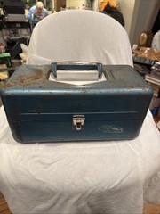 Old Pal Fishing Tackle Box Metal 3 Tray Fold Up
