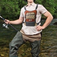 JLDTOP Fly Fishing Chest Pack, Lightweight Small, Orange and Gray