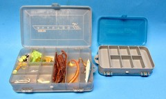4 Plano Boxes 3213, 3214, 3414, 3516 Fishing Boxes w Lures Flies Sinkers Hooks