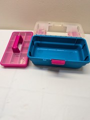 Shakespeare cosmic 27 piece blue and pink kids tackle box