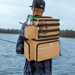 Fishing Backpack, Tackle Storage Bag with Rod Holders & Cooler | Water Resist…