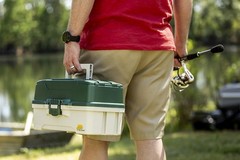 3-Tray Tackle Box W/ Dual Top Access Dark Green Metallic/Off White Premium