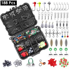 188Pcs Fishing Accessories Kit set w/ Portable Tackle Box Pliers Jig Hooks Gift