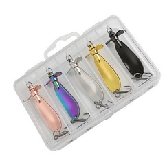 Fishing Spoon Lure with Dual Curved Zinc Alloy 5.1cm x 1.4cm 10g 5-Pack