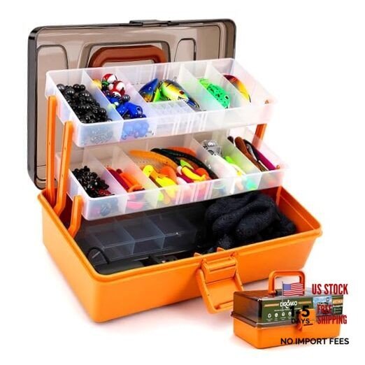 Large 3-Layer Fishing Tackle Box with Tackle Included, All-in-One 417 Pcs