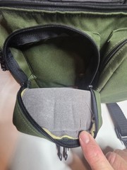 Vintage Orvis Battenkill Green Canvas Brown Leather Padded Gear Tackle Reel Bag
