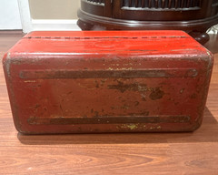 Vintage Metal Large Simonsen Tackle Box 18″x8.5″10″ Red