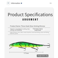 Abs Hard Bait Slow Sinking Minnow Hydrodynamic Design Streamlined Body
