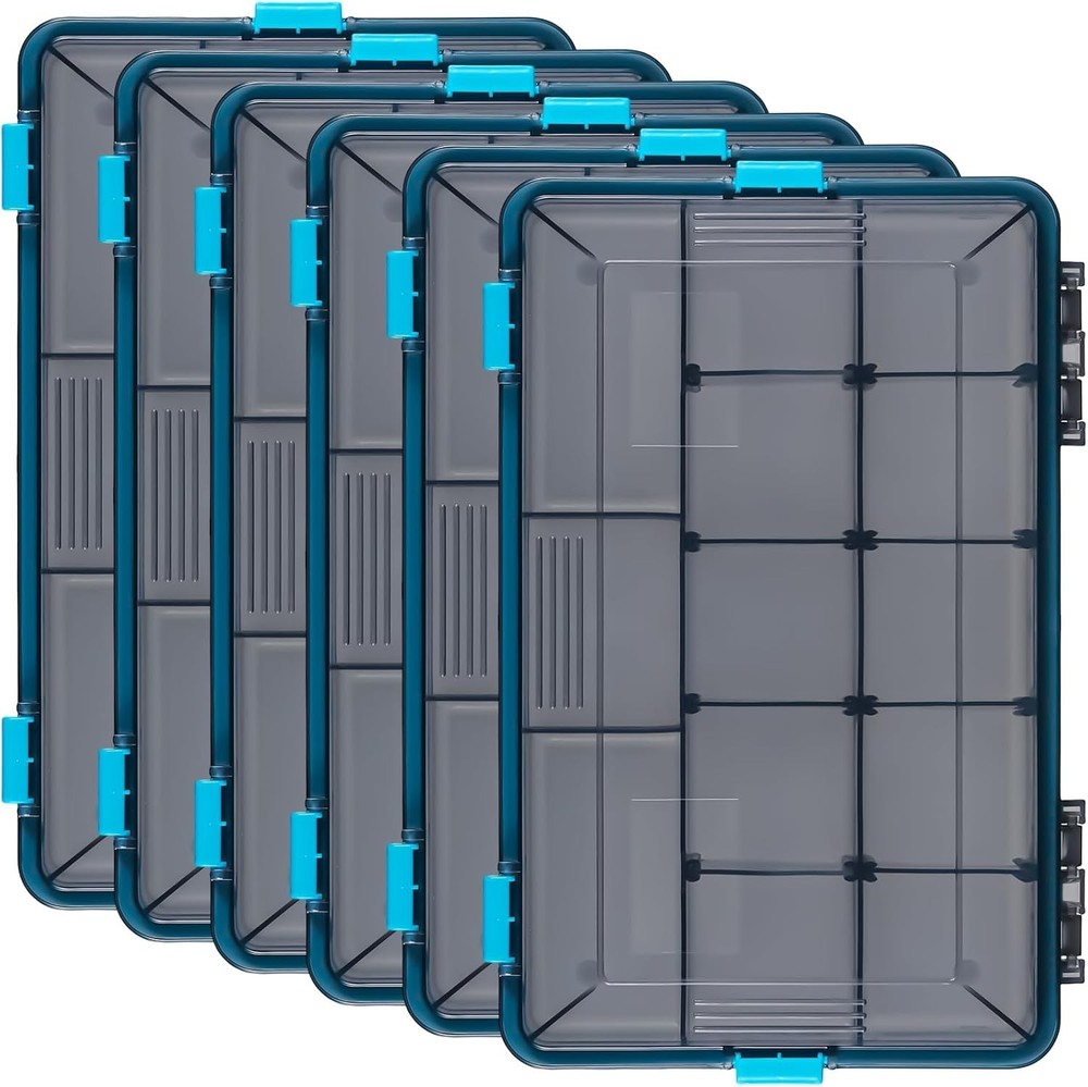 6 Pack Fishing Tackle Boxes Waterproof 3600 & 3700 Tackle Trays W/ Removable