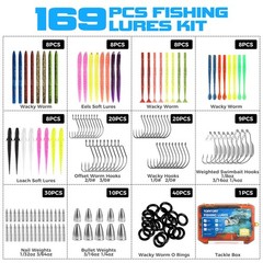 TOPFORT Fishing Lures, Bass Kit with Wacky Standard, Multiple colors