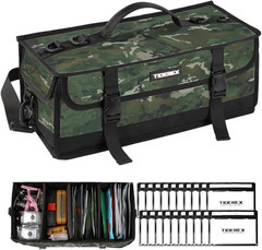 Large Fishing Tackle Bag 20 Clear Bait Storage Bags 900D Waterproof Organizer