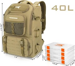 KarryAll Fishing Tackle Backpack with Rod Holder 4 Tackle Boxes,40/26L Tackle…