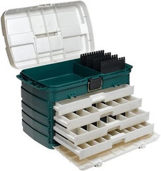Stylish 4-Drawer Tackle Box in Green Metallic/Silver – One Size
