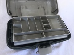 Plano Fishing Tackle Box, Model 6102, Green & Tan, 1 Tray Vintage Big Mouth Bass