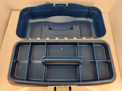 Vintage Plano Tackle Box Model 5000 Single Removable Tray Blue White Hard Side