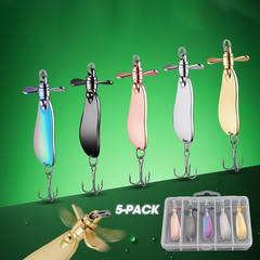 Fishing Spoon Lure with Dual Curved Zinc Alloy 5.1cm x 1.4cm 10g 5-Pack