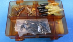 4 Plano Boxes 3213, 3214, 3414, 3516 Fishing Boxes w Lures Flies Sinkers Hooks