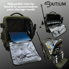 Baitium Fishing Backpack, Tackle Bag With Rod Holders, 40L Capacity