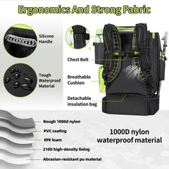 Large Fishing Backpack With Cooler For 3 Tackle Boxes Fishing Bag With Rod Holde