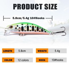 Fishing Hard Lure 6cm 4.5g Sinking Design with 3D Eyes and Weighted Body