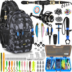 Fishing Backpack with Fishing Rod and Reel Combos Tackle Boxes, Waterproof Tackl