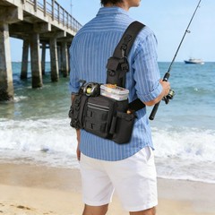 Black Fishing Tackle Backpack, Fishing Crossbody Bag, Fishing Tackle Organizer