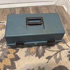 Tackle Box Tool Box Storage Box Plastic Blue 3 Tier Folding Lockable
