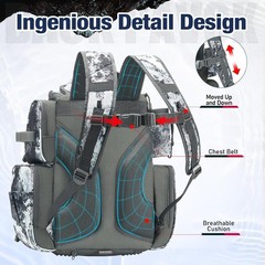 Versatile Fishing Tackle Backpack with 11 Independent Areas
