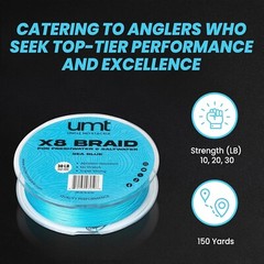 30ib Sea Blue PE 8 Strand Fishing Braid Line – High Strength, 150 Yards