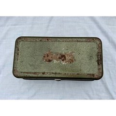 Vintage Army Green Utility Chest 2 Tier Tray Tools Tackle Craft Box Rustic Decor