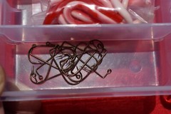 Plano Fishing Tackle Box Bobbers Hooks Sinkers Blue Crappie Jigs Plastic Worms