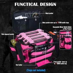 Fishing Tackle Bag with 4pcs Large C3:Pink with (4)3700&(2)3600 Tackle Boxes