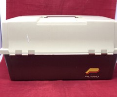 Plano #8606 6 Tray 2 Sided 3 Levels Vintage Large Tackle Maroon & Beige Box