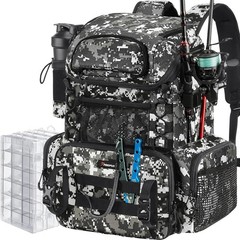 Fishing Tackle Backpack with Rod Holders & 4 Tackle Boxes, 42L Outdoor Fishin…