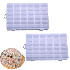 2pcs Plastic Organizer Container Box with Adjustable Dividers, 36 Grids Clear