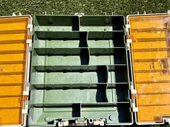 VTG Plano Fishing Tackle Box Model 767 Beige Green Handle Folding 15X12X5 USA