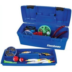 Fishing Tackle Box with Lift-Out Tray, Blue, 13 inches Long, Plastic