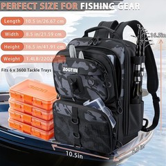 Fishing Backpack with Tackle Boxes and Lures Kit 25L Camouflage Waterproof Gear