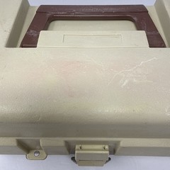 Vintage Plano Fishing Tackle Box Tan Brown Two Trays Plastic Travel Organizer
